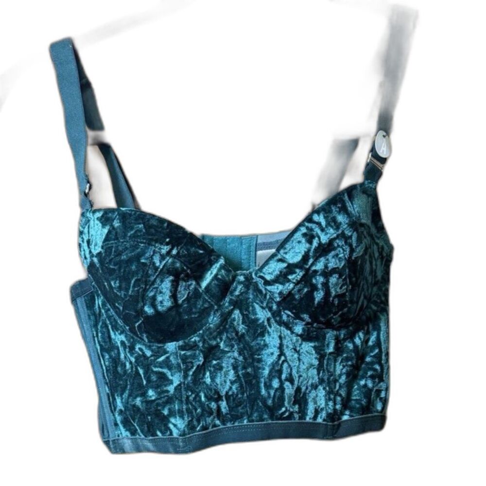 NEW Green Velvet Corset whimsygoth Bustier Top Size 34A renaissance Romantic